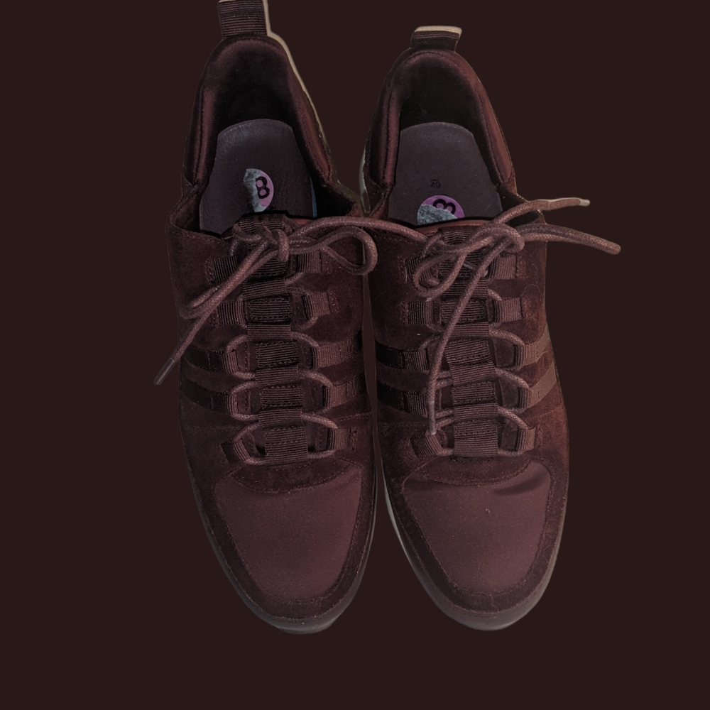 CARMELA Burgundy Leather Wedge Laced Trainer Size:9/ 40 M - Picture 2 of 11
